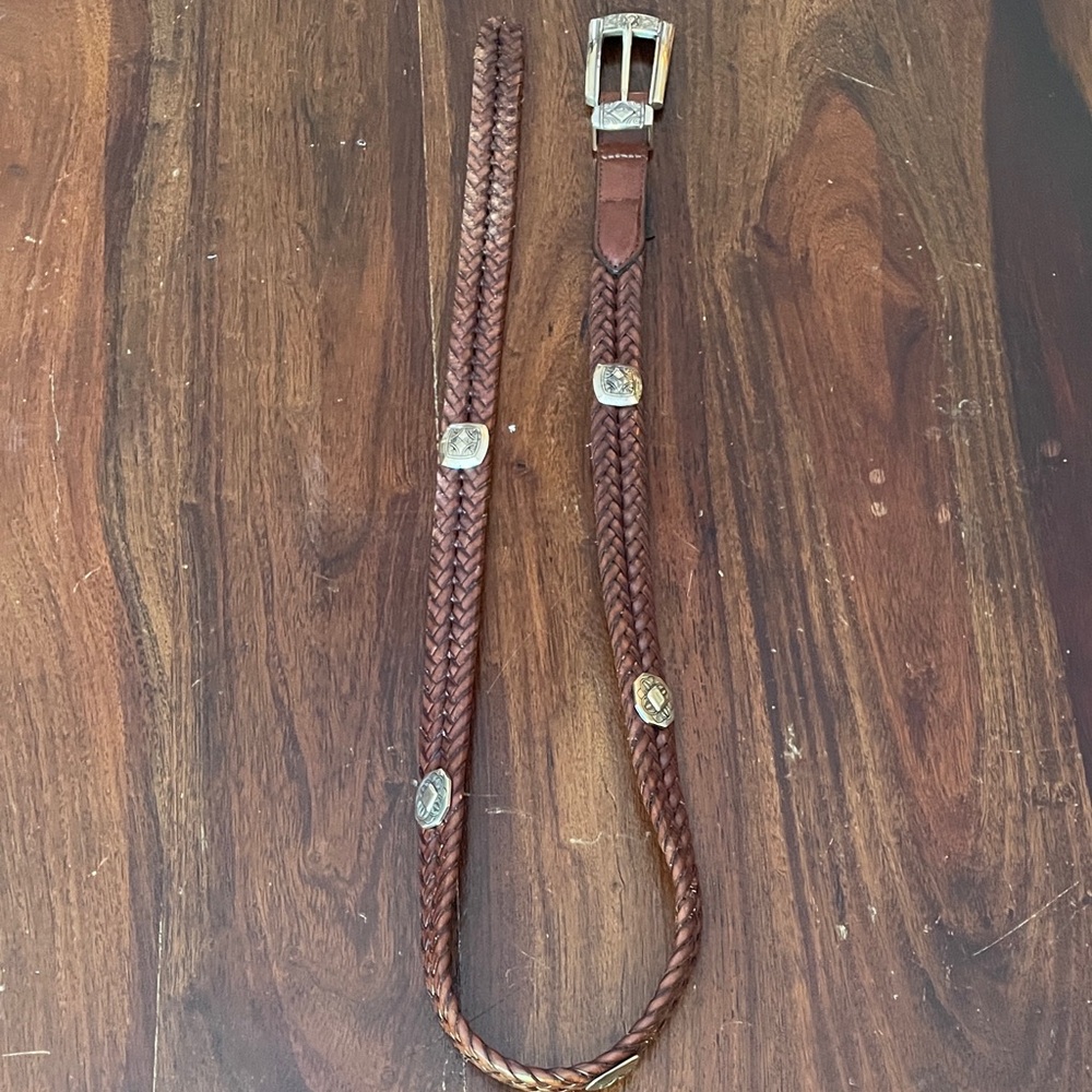 Brighton Q2108 Braided Double Leather Belt with Decorative Conchos 34”